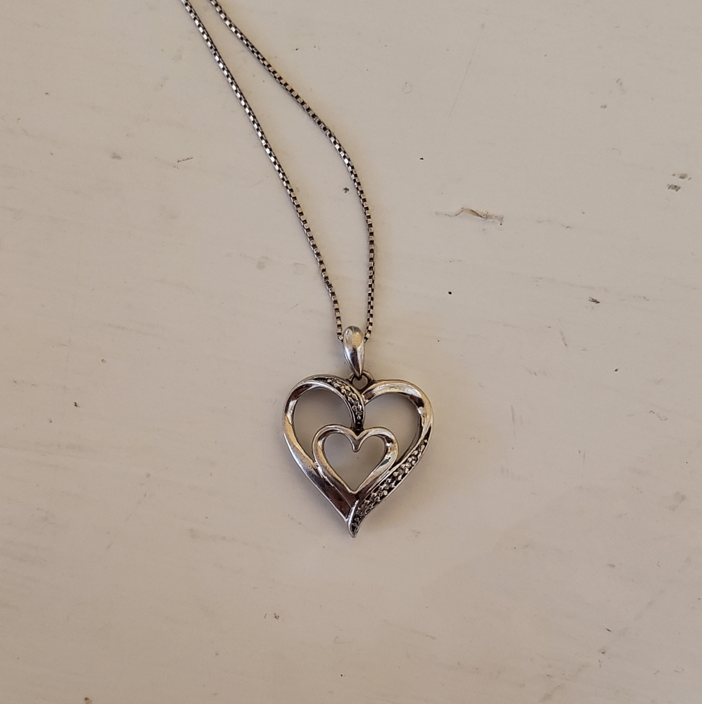Jared Diamond Sterling Silver Heart Necklace